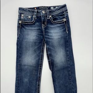 Miss Me Gorgeous Peace Back Pockets Jeans Girls size 14.